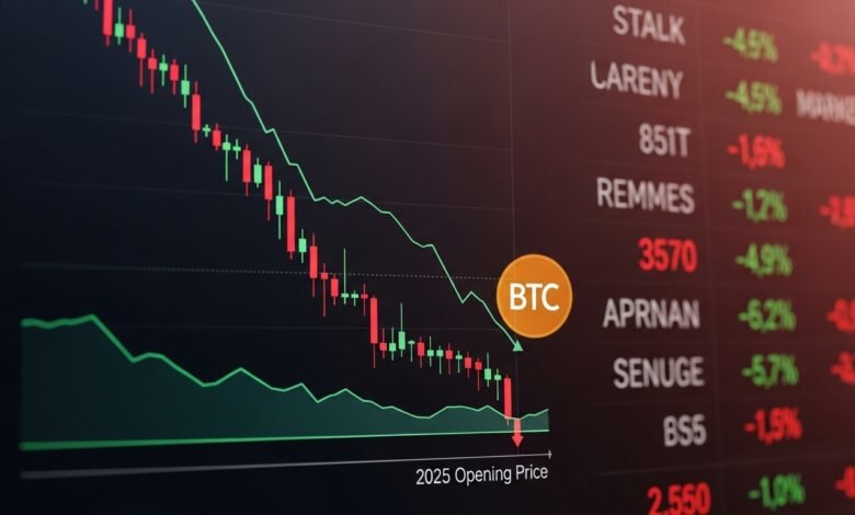 Bitcoin Drops Below 2025 Opening Price as Markets Bleed