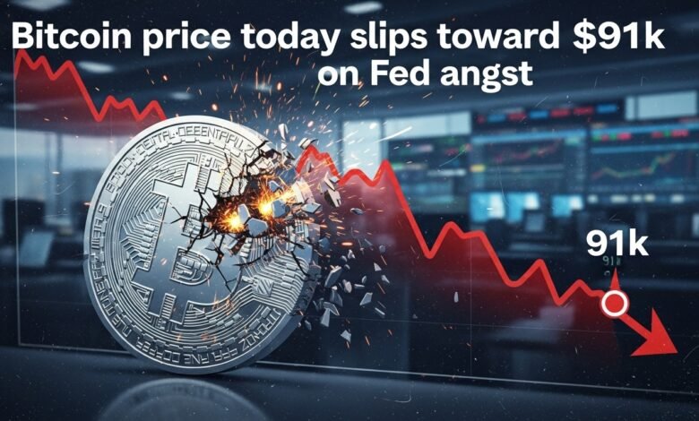 Bitcoin price today slips toward $91k on Fed angst
