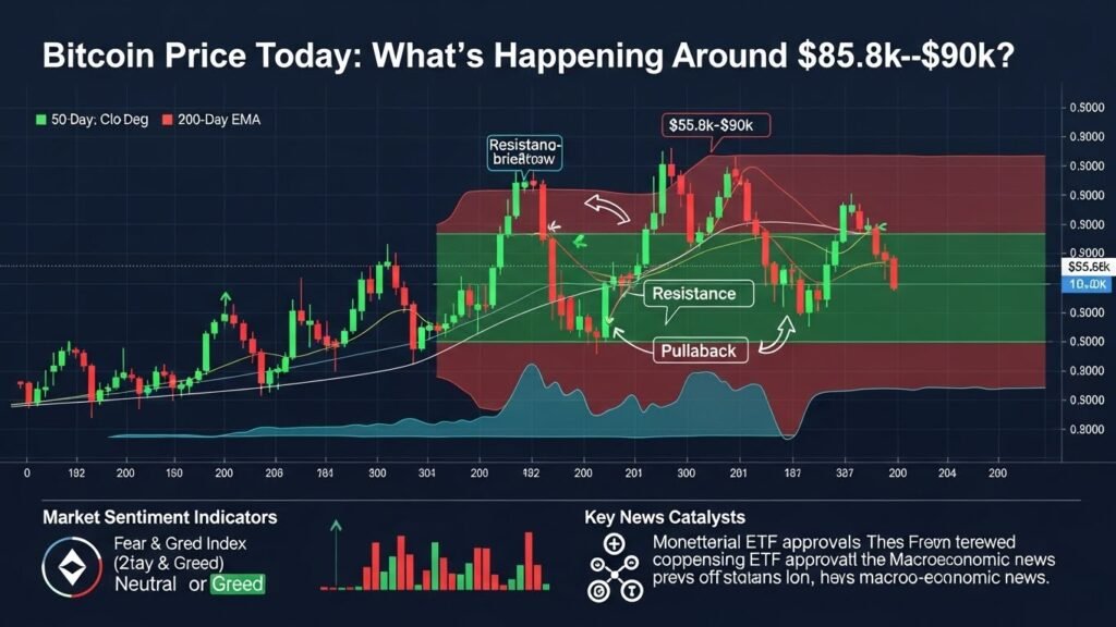 Bitcoin price today what’s happening around $85.8k–$90k