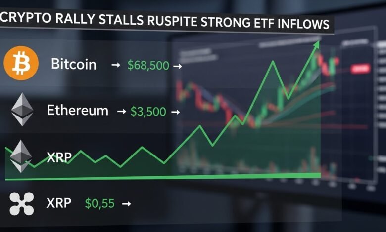Bitcoin, Ethereu,m XRP Rally Stalls Despite Strong ETF Inflows