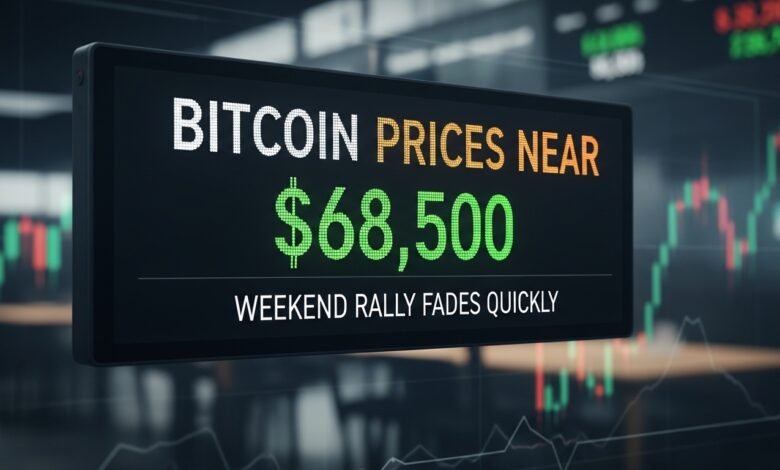 Bitcoin Prices Near $68,500 Weekend Rally Fades Quickly