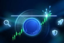 Blue Cardano-style coin pushing through a resistance line in a Cardano price prediction 2026 chart